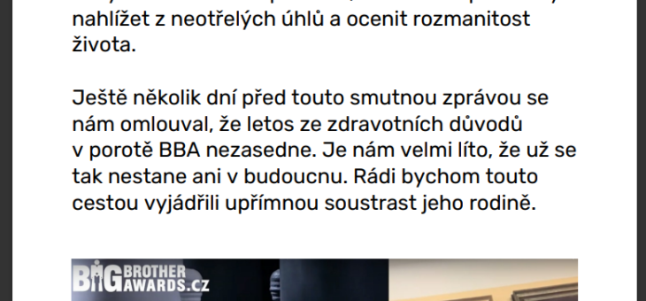 Zemřel Václav Vlk, dlouholetý člen poroty Cen Velkého bratra